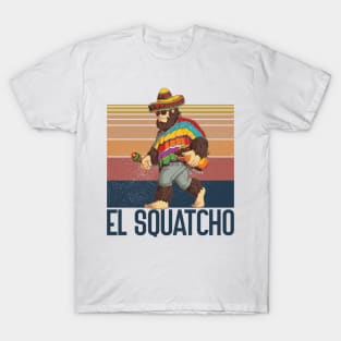 El Squatcho Poncho Western Bigfoot Sombrero Funny Sasquatch T-Shirt